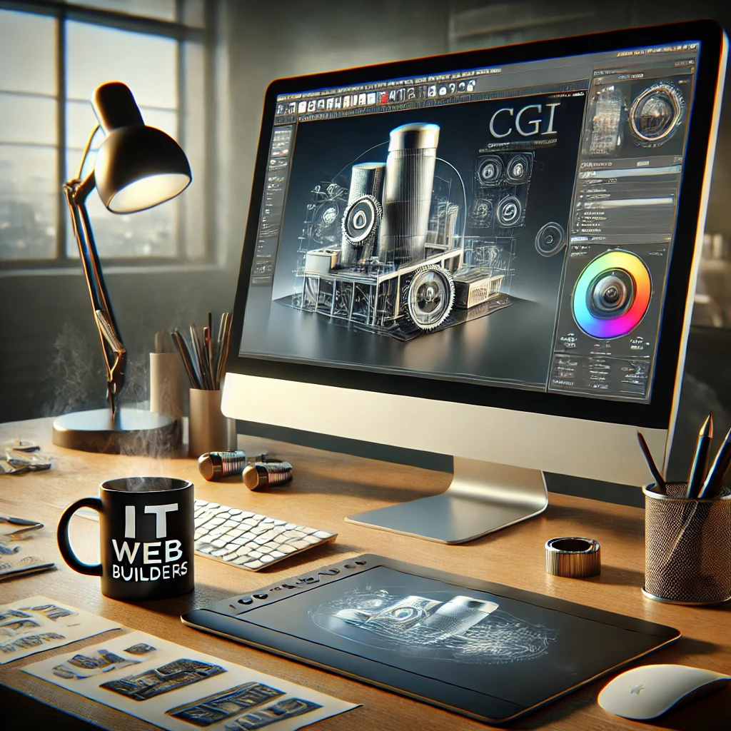 DALL·E 2025-02-07 17.49.41 - A realistic image of a professional workspace showcasing CGI and product modeling services. A high-end computer screen displays a 3D product rendering